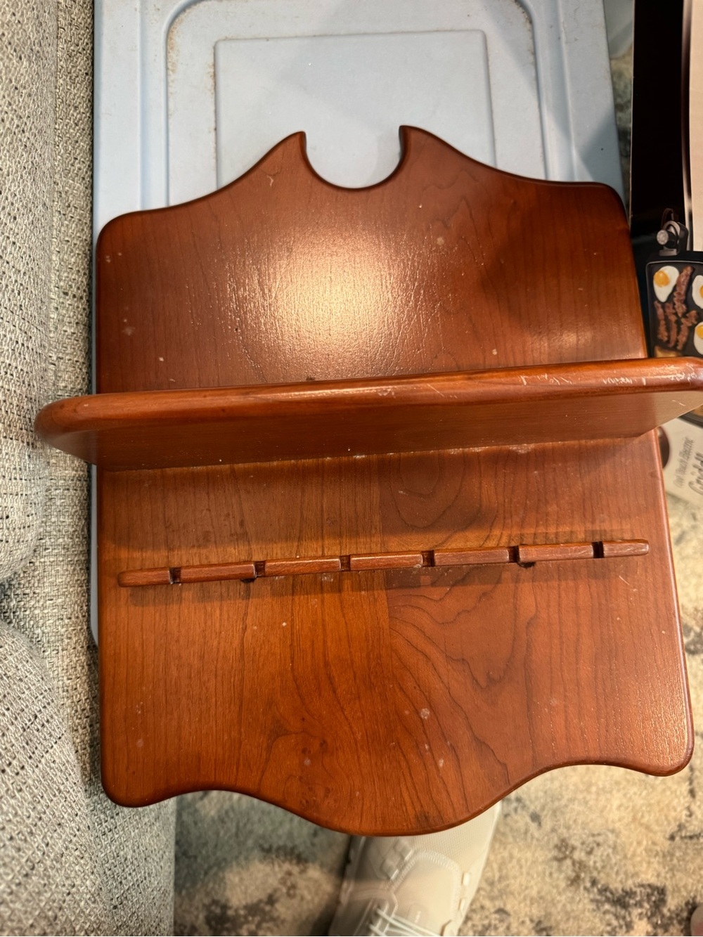 Wooden Wall-Mount Spoon Rack in Warm Brown